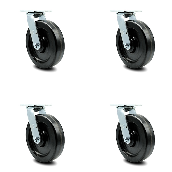 8 Inch Phenolic Wheel Swivel Caster Set with Ball Bearings